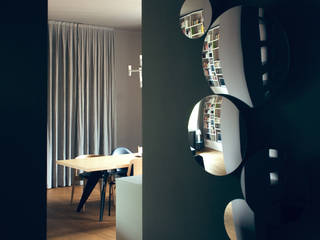 house#01, andrea rubini architetto andrea rubini architetto Scandinavian style living room Leather Brown