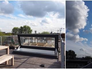 Rooftop access Amsterdam Loft, Glazing Vision Glazing Vision بلكونة أو شرفة زجاج