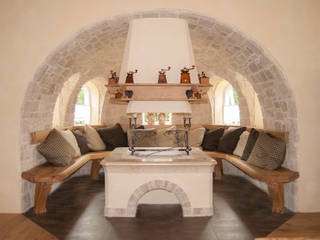 Villa Rustica: L’ultimo progetto RI-NOVO che ti fa innamorare , RI-NOVO RI-NOVO Rustic style living room Wood Wood effect