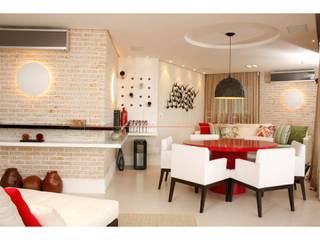 Cobertura praia, LX Arquitetura LX Arquitetura Modern Living Room Red