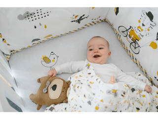 Hipster Bear, Véronique Petit Designer Textile Véronique Petit Designer Textile Stanza dei bambini in stile scandinavo Tessuti Ambra/Oro