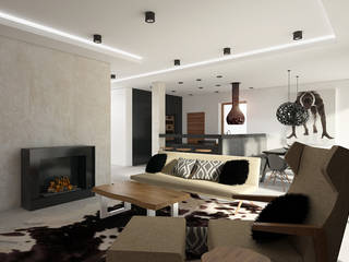 SPACE WHICH IS NOT AFRAID OF THE DARK COLOR , Creoline Creoline Living room