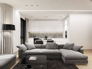 ЖК "Обыкновенное Чудо" на Мосфильмовской , Y.F.architects Y.F.architects Minimalist living room Grey