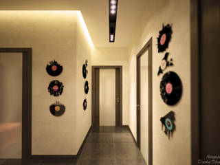 Дизайн прихожей в современном стиле в ЖК "Янтарный", Студия интерьерного дизайна happy.design Студия интерьерного дизайна happy.design Modern corridor, hallway & stairs