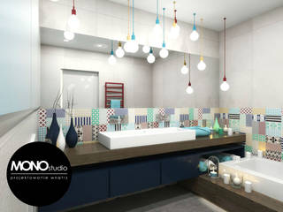 ​Nowoczesna forma w ekskluzywnym wydaniu i wyjątkowych barwach., MONOstudio MONOstudio Modern style bathrooms Wood-Plastic Composite