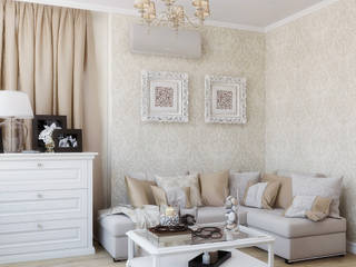 Французский стиль на современный лад для кухни и гостиной, Студия дизайна ROMANIUK DESIGN Студия дизайна ROMANIUK DESIGN Modern living room