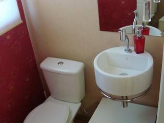 Lavabo Pequeno, ProArq Brasil ProArq Brasil 모던스타일 욕실 종이 빨강