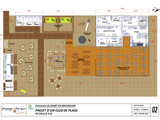 Aménagement d'un club de plage - Plans 2D perspective 3D - Conception Réalisation - Canet en Roussillon , Paysage Intérieur Paysage Intérieur