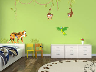 Wandtattoos - Dschungel im Kinderzimmer, MHBilder-Design MHBilder-Design Phòng trẻ em phong cách chiết trung Nhựa tổng hợp Brown