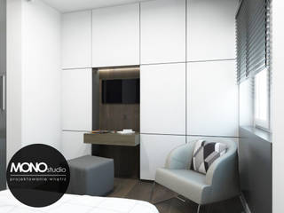 Oryginalna i nowoczesna sypialnia z akcentem. , MONOstudio MONOstudio Dormitorios modernos: Ideas, imágenes y decoración Compuestos de madera y plástico