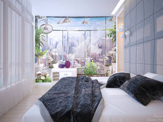 Дизайн спальни в современном стиле, Студия интерьерного дизайна happy.design Студия интерьерного дизайна happy.design Modern style bedroom