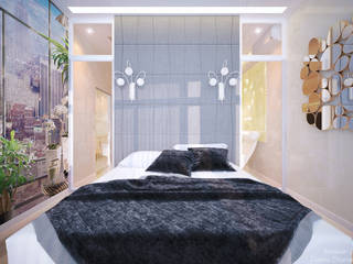 Дизайн спальни в современном стиле, Студия интерьерного дизайна happy.design Студия интерьерного дизайна happy.design Dormitorios de estilo moderno