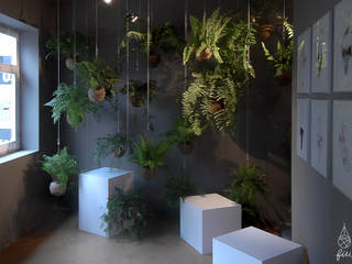 Instalação de plantas fiu suspensas para decoração da loja Eureka shoes Store, fiu jardins, lda. fiu jardins, lda. Commercial spaces