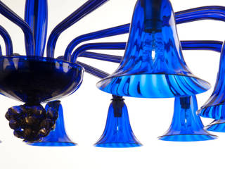 Lampadario in vetro di Murano - lampadario moderno blu - POLANI, YourMurano Lighting YourMurano Lighting Ruang Keluarga Modern Kaca