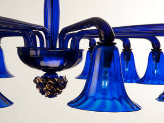 Lampadario in vetro di Murano - lampadario moderno blu - POLANI, YourMurano Lighting YourMurano Lighting Kamar Tidur Modern Kaca