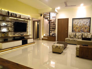 Rajeev Sapre Residence, Nuvo Designs Nuvo Designs Phòng khách phong cách mộc mạc