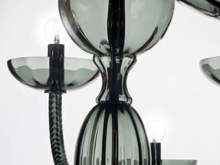 Lampadario in vetro di Murano - lampadario moderno in vetro grigio - FLABANICO, YourMurano Lighting YourMurano Lighting Quartos modernos Vidro