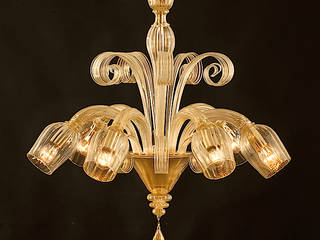 Lampadario in vetro di Murano - lampadario moderno in vetro cristallo e oro - SELVO, YourMurano Lighting YourMurano Lighting Спальня Скло