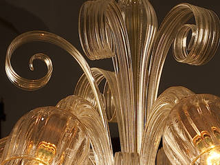 Lampadario in vetro di Murano - lampadario moderno in vetro cristallo e oro - SELVO, YourMurano Lighting YourMurano Lighting Klassieke eetkamers Glas