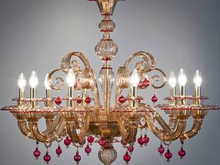 Lampadario classico ambra e rubino in vetro di Murano - MANIN YourMurano Lighting Camera da letto in stile classico Vetro Ambra/Oro murano chandelier,lampadario murano,Illuminazione