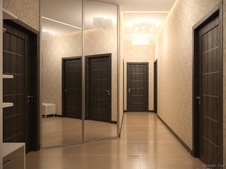 Дизайн прихожей в современном стиле в ЖК "Адмирал", Студия интерьерного дизайна happy.design Студия интерьерного дизайна happy.design Modern corridor, hallway & stairs
