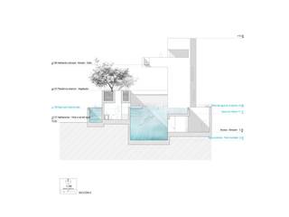 Piscina con casa, SERRANO + BAQUERO SERRANO + BAQUERO غرفة المعيشة