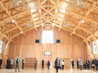 高羽六甲アイランド小学校体育館, 木造トラス研究所・株式会社 合掌 木造トラス研究所・株式会社 合掌 Дома в классическом стиле Дерево Эффект древесины