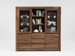 Highboard Vermont Kommode Buffet Anrichte Massivholz Nussbaum, Möbel wohnbar Möbel wohnbar Wohnzimmer im Landhausstil Holz Holznachbildung