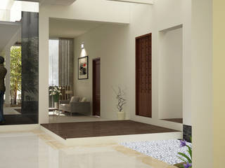 Hari C & Vanaja Residence, dd Architects dd Architects Modern corridor, hallway & stairs