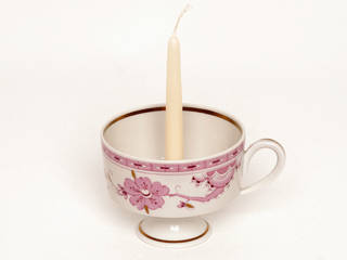 Lieselotte Kerzenhalter aus Vintage-Sammeltasse, Lieselotte Lieselotte Dining roomLighting Porcelain Pink