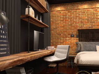 Recamara Industrial, Taller 03 Taller 03 Industrial style bedroom Bricks Black