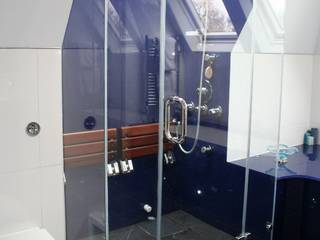 Bespoke frameless glass shower with glass hung doors, Ion Glass Ion Glass حمام زجاج