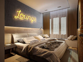 Спальня контрастов, Solo Design Studio Solo Design Studio Industrial style bedroom Grey