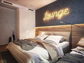 Спальня контрастов, Solo Design Studio Solo Design Studio Industrial style bedroom Beige