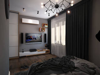 Спальня для молодого человека, Solo Design Studio Solo Design Studio Minimalist bedroom Grey