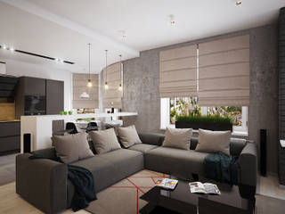 Гостиная в стиле лофт, Solo Design Studio Solo Design Studio Industrial style living room Grey