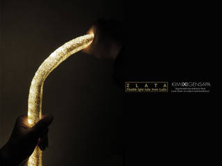 Zlata light - flexible tube light made from luffa plant, KIMXGENSAPA KIMXGENSAPA ห้องนอน ไฟเบอร์ธรรมชาติ Beige