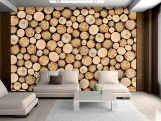 Carte da parati effetto legno, BIMAGO.it BIMAGO.it Rustic style living room Wood Wood effect