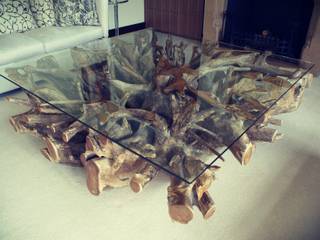 Teak Root Coffee Table BluBambu Living Salas de estar rústicas Madeira Efeito de madeira Acessórios e Decoração