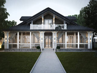 Проект дома в классическом стиле, Way-Project Architecture & Design Way-Project Architecture & Design บ้านและที่อยู่อาศัย ไม้ Wood effect