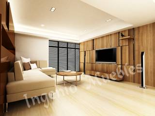 SALAS DE TV, Ingenio muebles Ingenio muebles غرفة الميديا خشب Wood effect