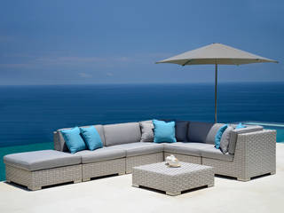 MONTE CARLO MODULARES LOUNGESET, Villa tectona GmbH Villa tectona GmbH Modern style gardens Rattan/Wicker Turquoise