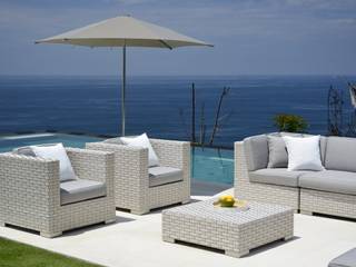 MONTE CARLO MODULARES LOUNGESET, Villa tectona GmbH Villa tectona GmbH Modern style gardens Rattan/Wicker Turquoise