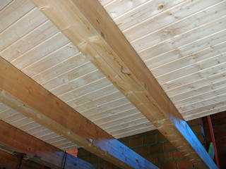 Panel entreplanta en friso abeto., panelestudio panelestudio Paredes e pisos rústicos Madeira maciça Efeito de madeira