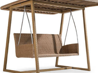 Wettterfest und stylish: Hollywoodschaukel aus Polyrattan, looms looms 지중해스타일 발코니, 베란다 & 테라스 합성 갈색 가구