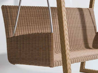 Wettterfest und stylish: Hollywoodschaukel aus Polyrattan, looms looms Balcones y terrazas mediterráneos Sintético Marrón