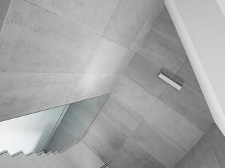Beton architektoniczny we wnętrzu, Luxum Luxum Minimalistyczny korytarz, przedpokój i schody