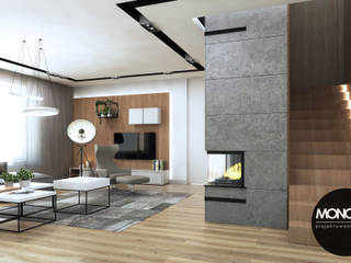 Nowoczesne i eleganckie wnętrze w przestronnym apartamencie , MONOstudio MONOstudio Living room Wood-Plastic Composite