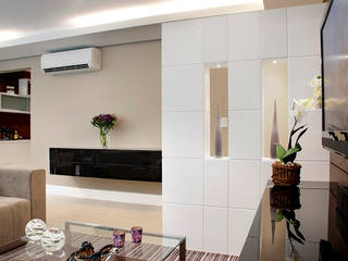 Sala Estar/Jantar Apartamento 2, Angela Ognibeni Arquitetura e Interiores Angela Ognibeni Arquitetura e Interiores Ruang Keluarga Modern