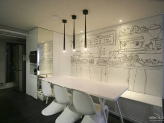 아내가 꿈꾸는 공간, 다이닝룸과 드레스룸이 예쁜 32py , 홍예디자인 홍예디자인 Modern dining room